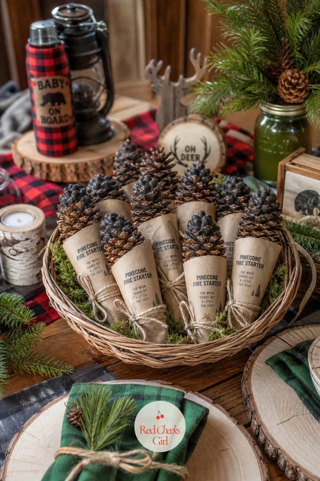 Pinecone Fire Starter Favor — For a shower landing in colder months, a favor that gets used by the fireplace that same week beats one that sits in a drawer.