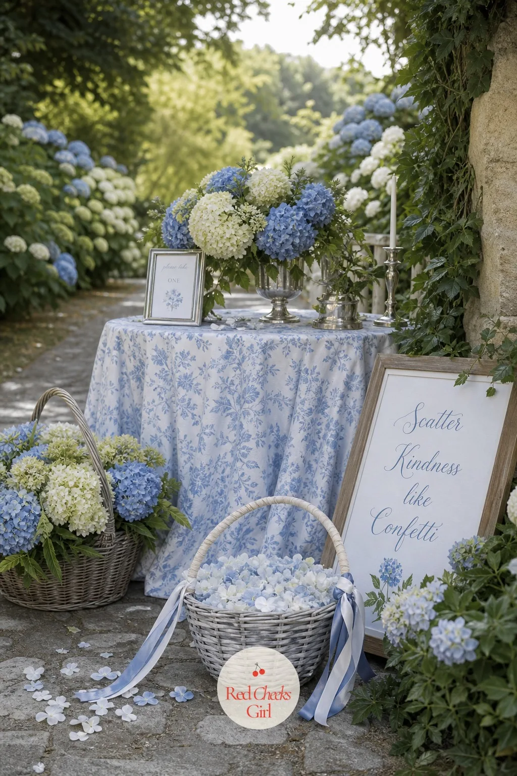 A Hydrangea Crown for the Flower Girl — A flower girl in a full headdress of roses can look overdressed for her own role. Hydrangea wedding