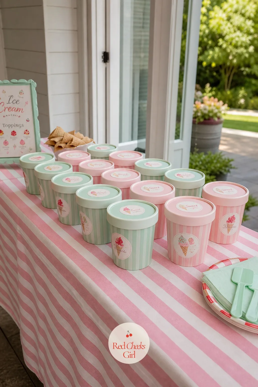 A Favor Box Shaped Like A Pint Container — For guests heading home in the car rather than walking, a small box travels better than an open cup. Ice cream