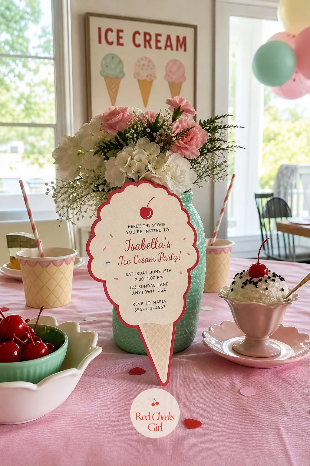 An Ice Cream Cone Shaped Invitation — The invitation is the smallest thing in this whole party and the first thing anyone actually sees, often weeks before the