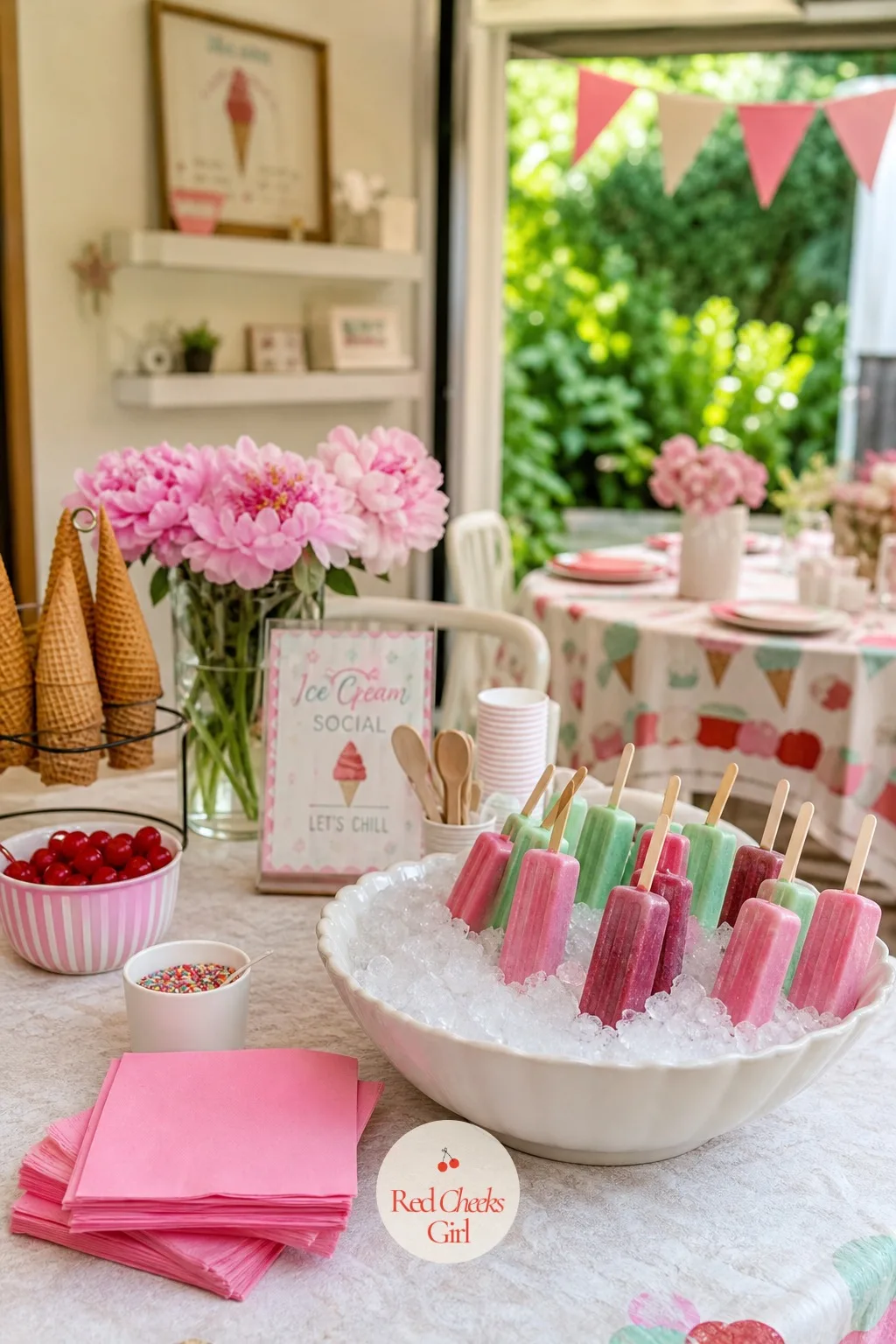 Ice Pops Nested In A Bowl Of Crushed Ice — On a genuinely hot afternoon, half the children would rather have something cold to hold than a bowl to sit still