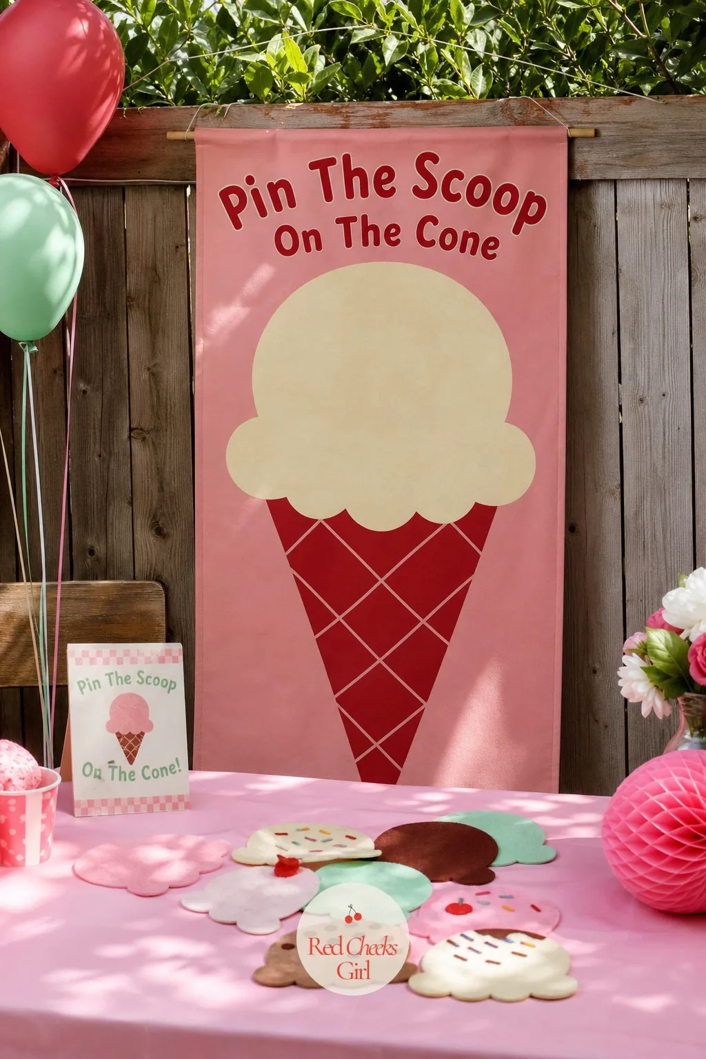 Pin The Scoop On The Cone — Classic pin the tail gets a parlor makeover. Ice cream birthday party