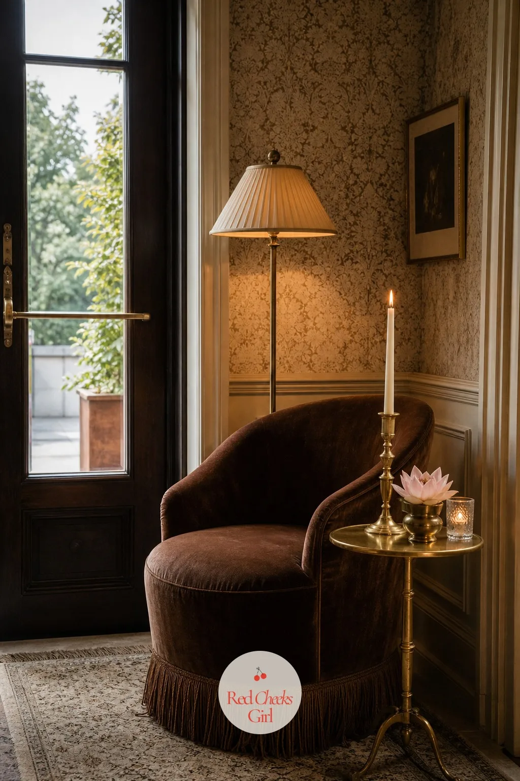 A Small Lounge Corner by the Door — Twenty guests arriving all at once need somewhere to land before dinner is called, and a bare entryway makes that first ten