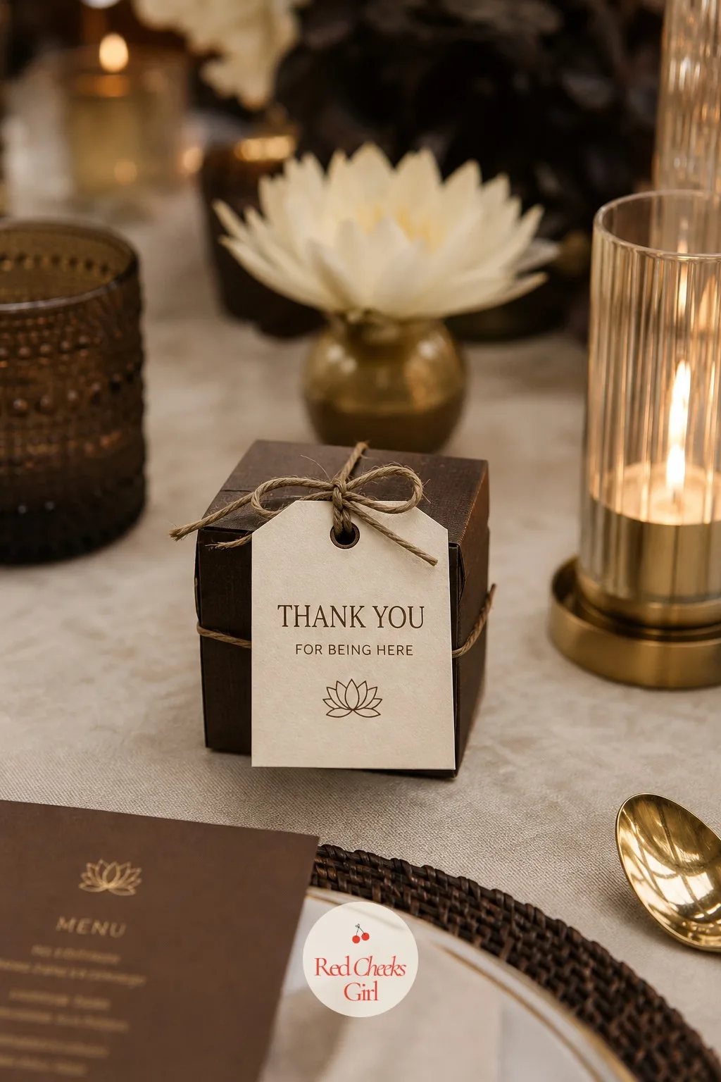 Thank You Tag in Deep Brown and Cream — A favour without a note on it reads like an afterthought, even a beautiful one. Intimate wedding ideas