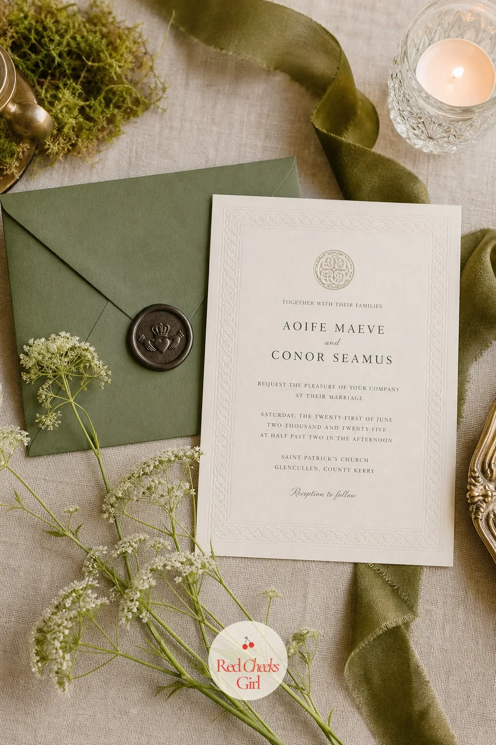The Invitation Suite — This is the very first object a guest holds, weeks before the day itself, so it sets the whole tone before a single flower has been