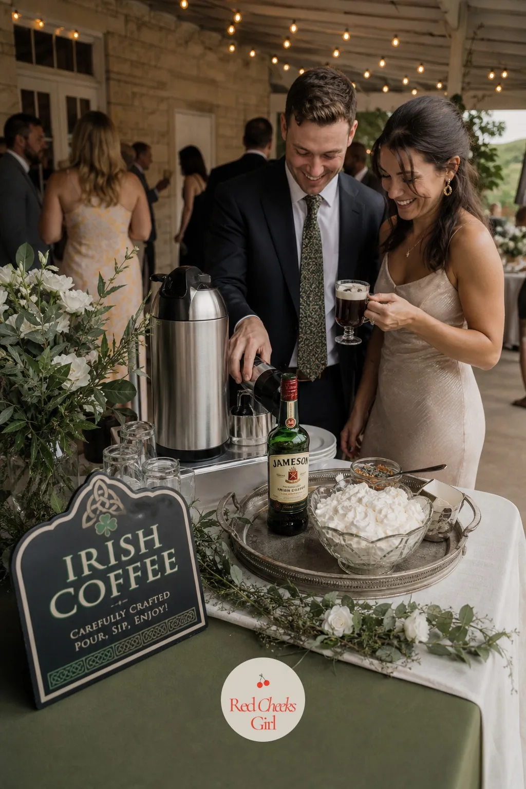 An Irish Coffee Station — As the night cools, this is the table that gets people talking instead of heading for their coats: a small station for Irish coffee