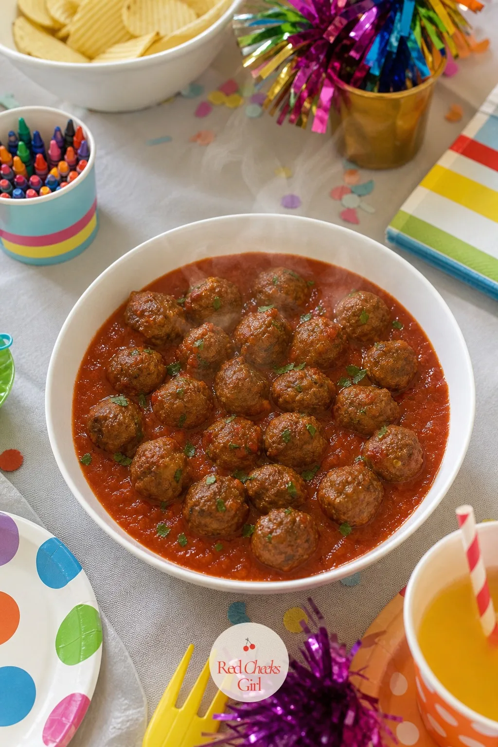 Mini Beef Meatballs in Tomato Sauce — Ground beef already disappears off most kids' plates before anything else does, so there is nothing to disguise here.