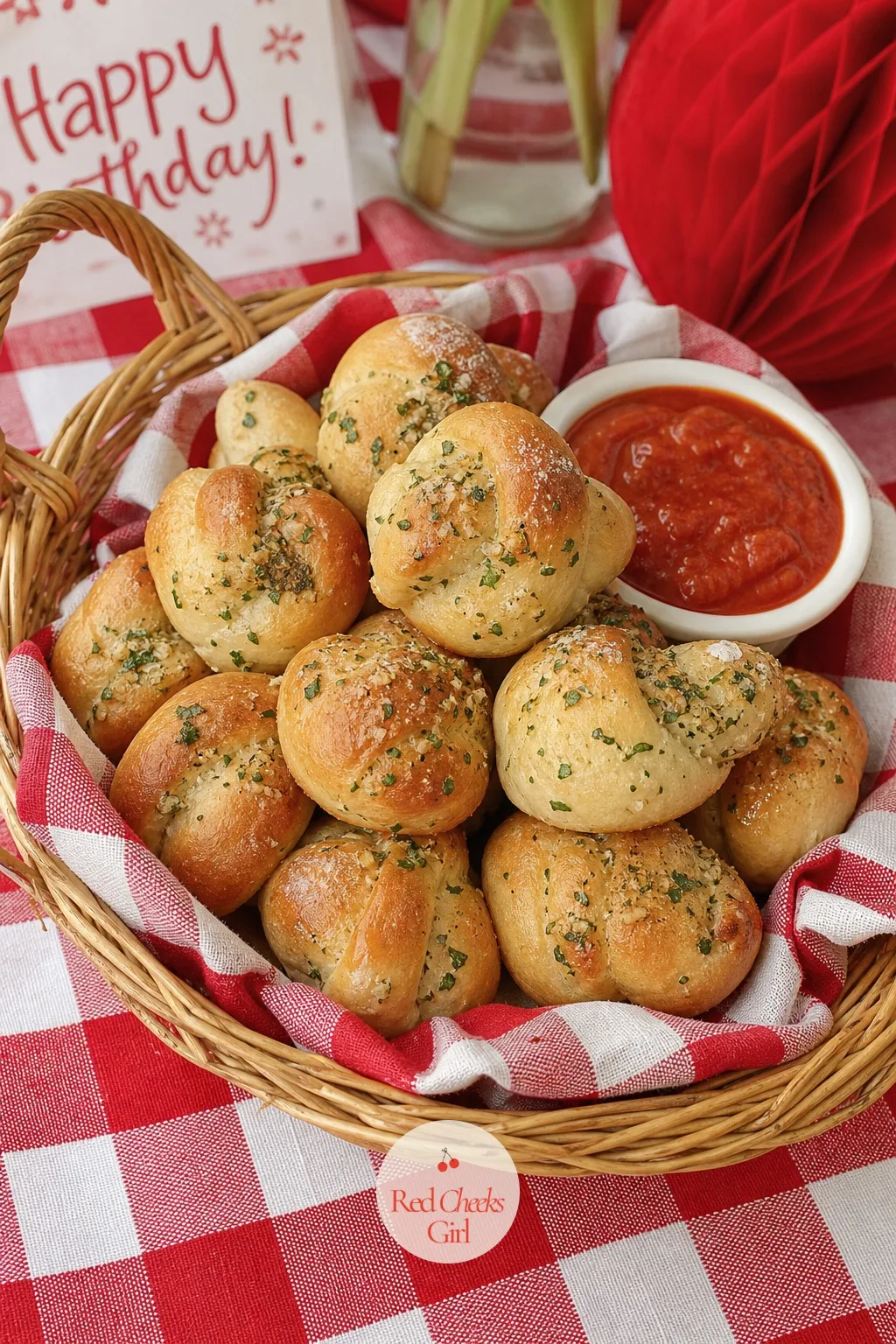 Basket of Garlic Knots — There is always one basket that empties first and it is this one. Italian birthday party ideas
