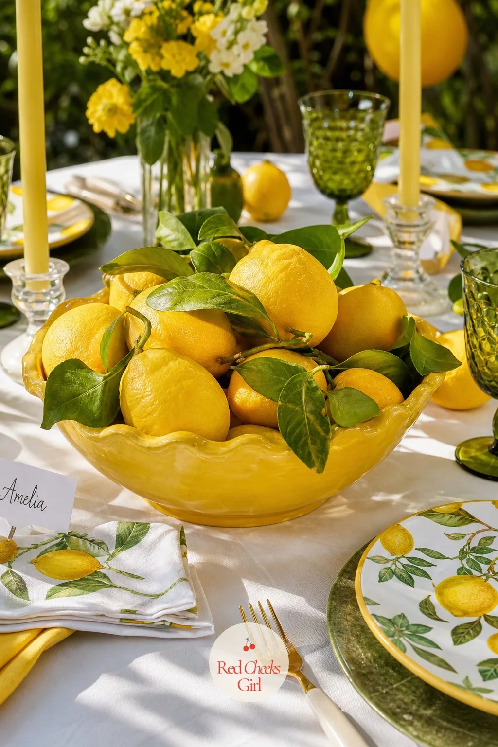 Bowls of Lemons as Centerpieces — Nothing on this list is faster or cheaper. Italian birthday party ideas