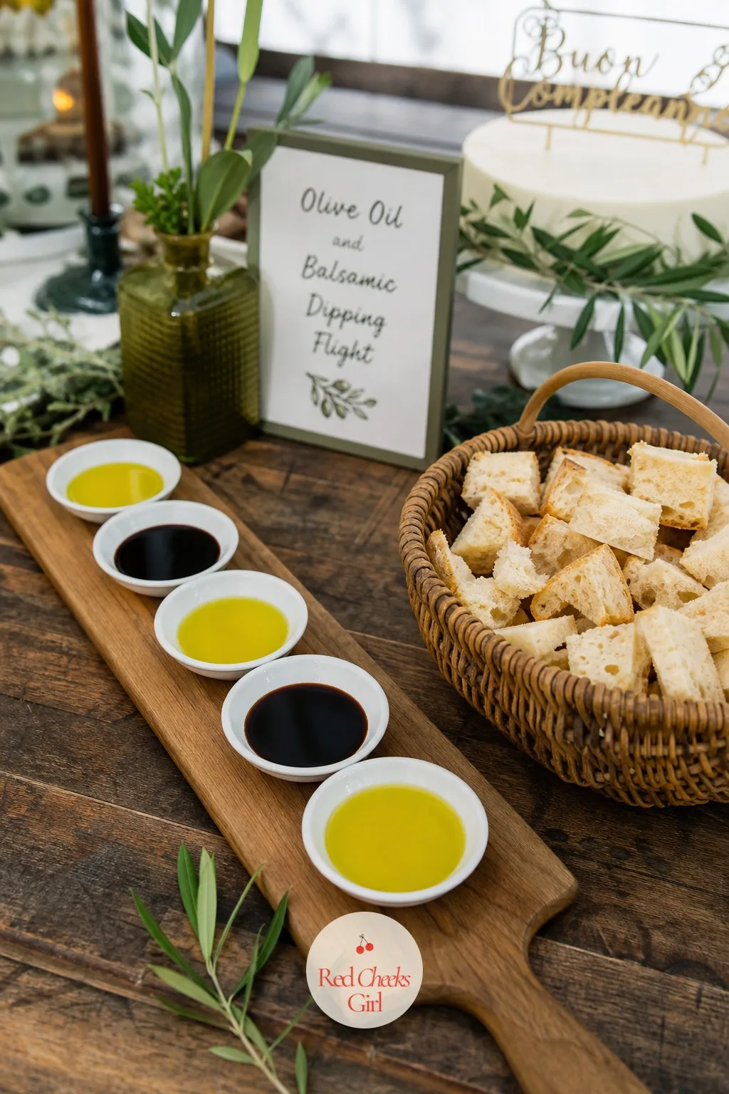 An Olive Oil and Balsamic Dipping Flight — A quieter game for guests who are not drinking, or for anyone who wants a reason to linger at the table a little
