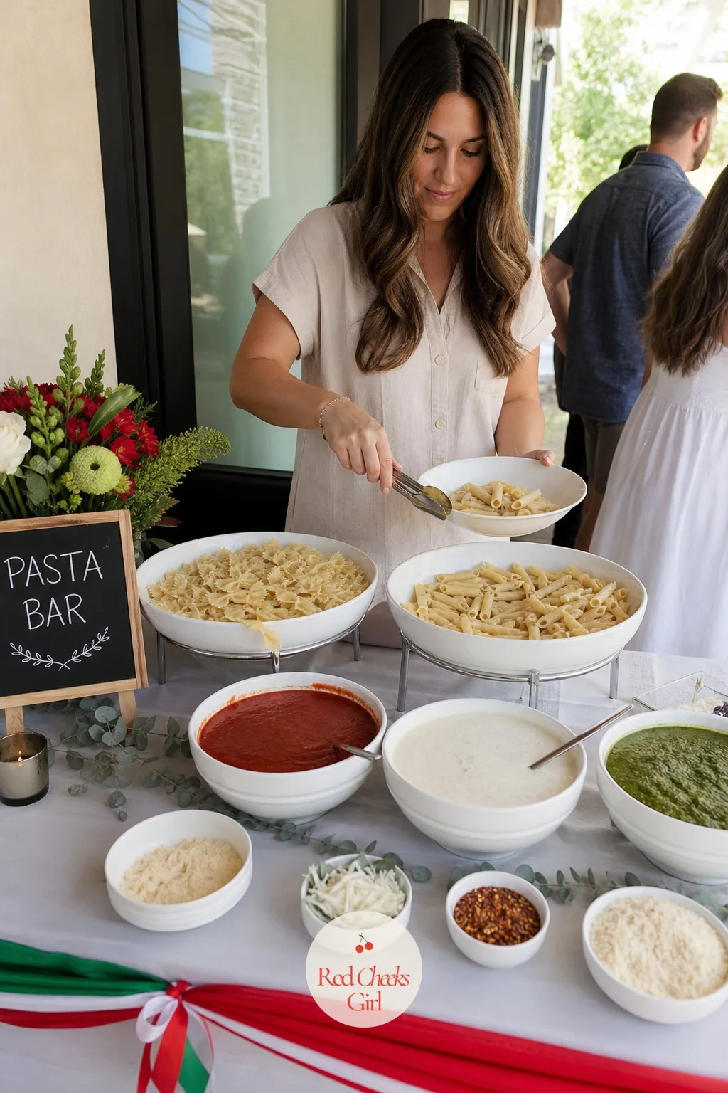 Pasta Bar — This is the one guests talk about afterward, because nobody eats the same thing twice. Italian birthday party ideas