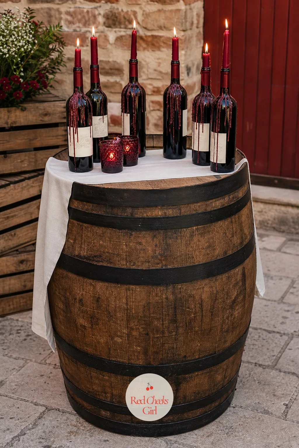 Wine Barrel Table — A reclaimed oak barrel does more work than any single piece of decor on this list. Italian birthday party ideas