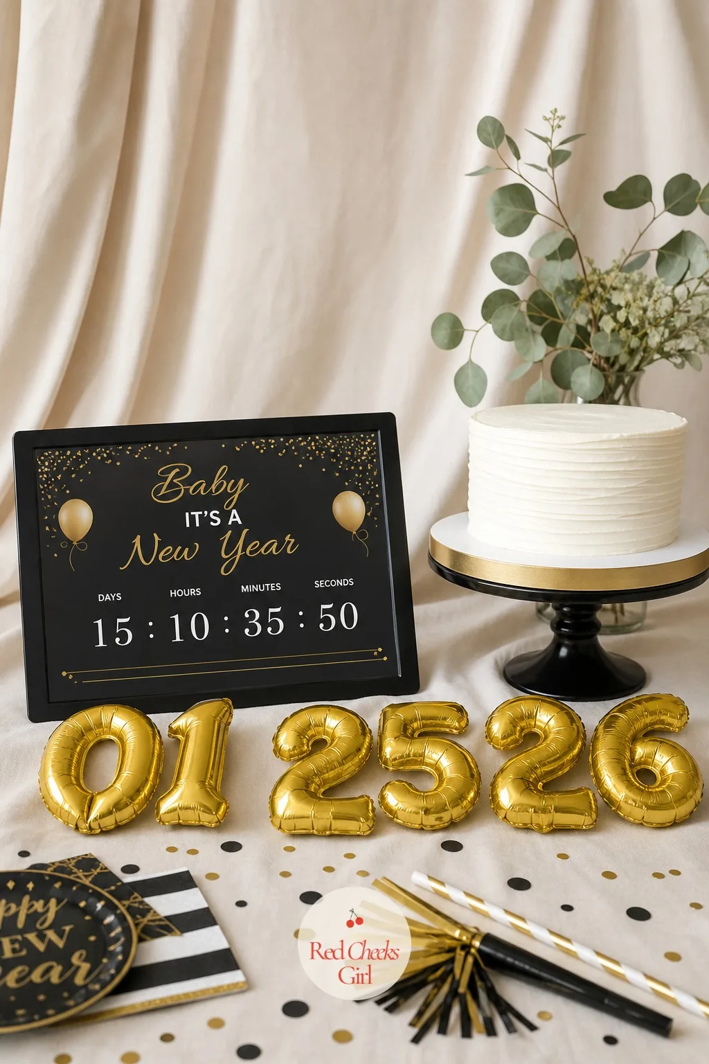Baby It's a New Year Countdown — An actual countdown clock, set to the baby's due date rather than midnight, turns a slightly tired New Year gimmick into