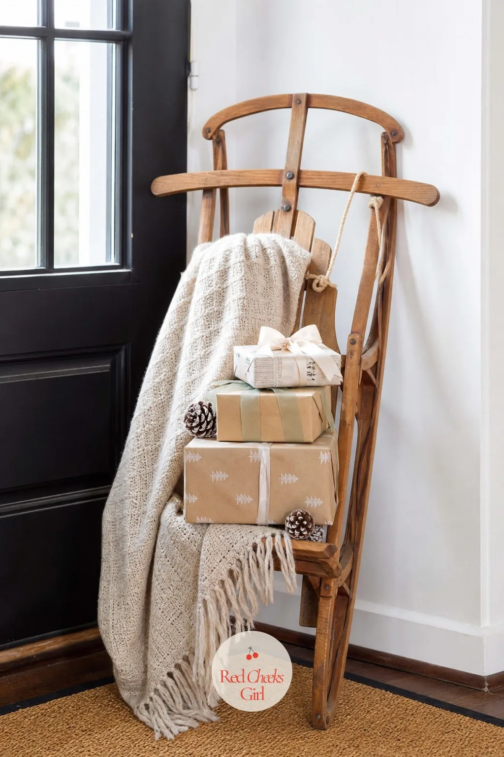 Little Sledder — A sled standing empty by the door tells the whole story before anyone reads a sign. January baby shower themes