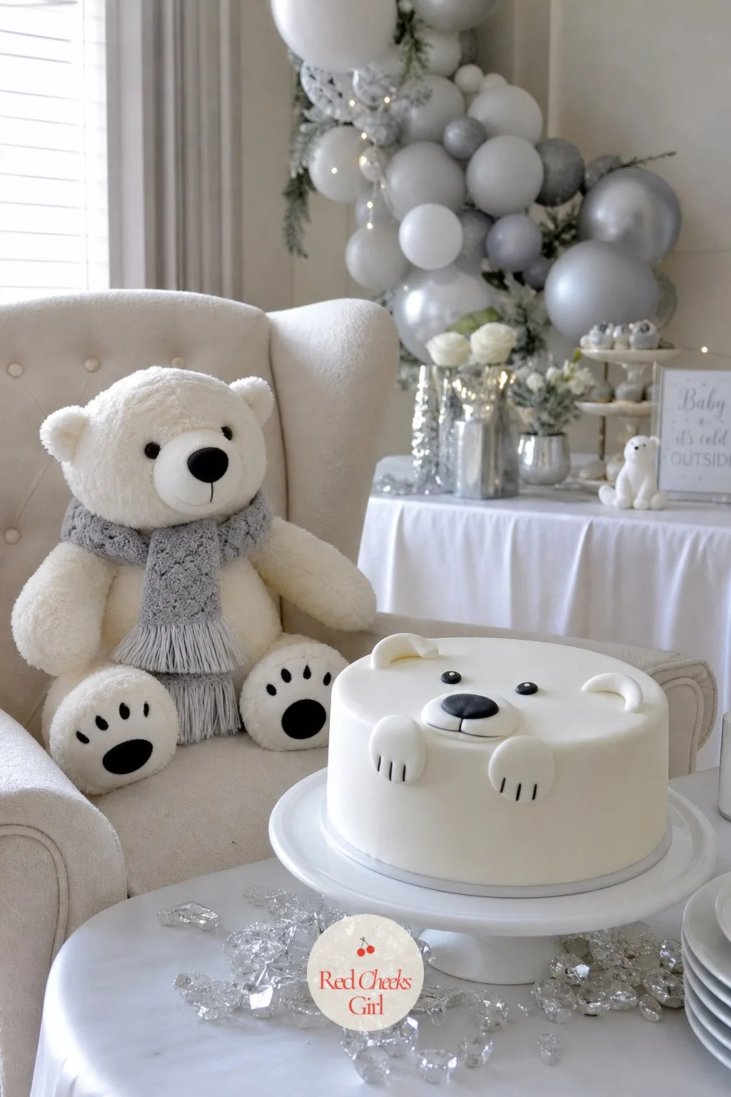 Polar Bear — A polar bear shower can tip into zoo gift shop fast if every surface gets a bear on it. January baby shower themes