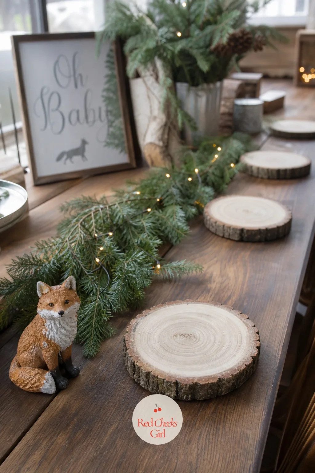 Winter Woodland — A plain pine-and-moss table can read as more funeral than nursery, so this one needs one warm note. January baby shower themes