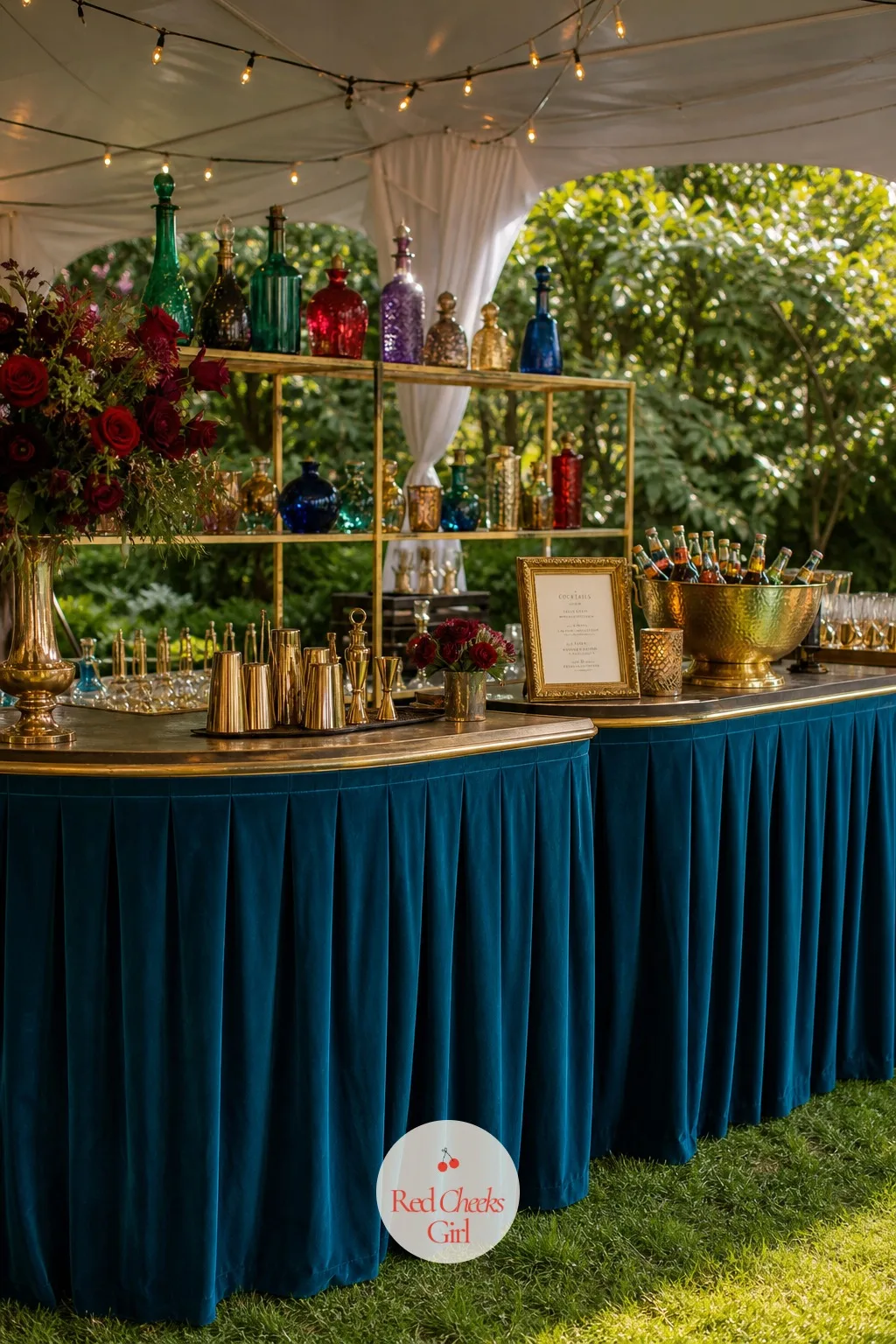 A Peacock-Blue Bar — A plain white-skirted bar looks like it was wheeled in from a conference hall, and guests notice before the first drink is even poured.