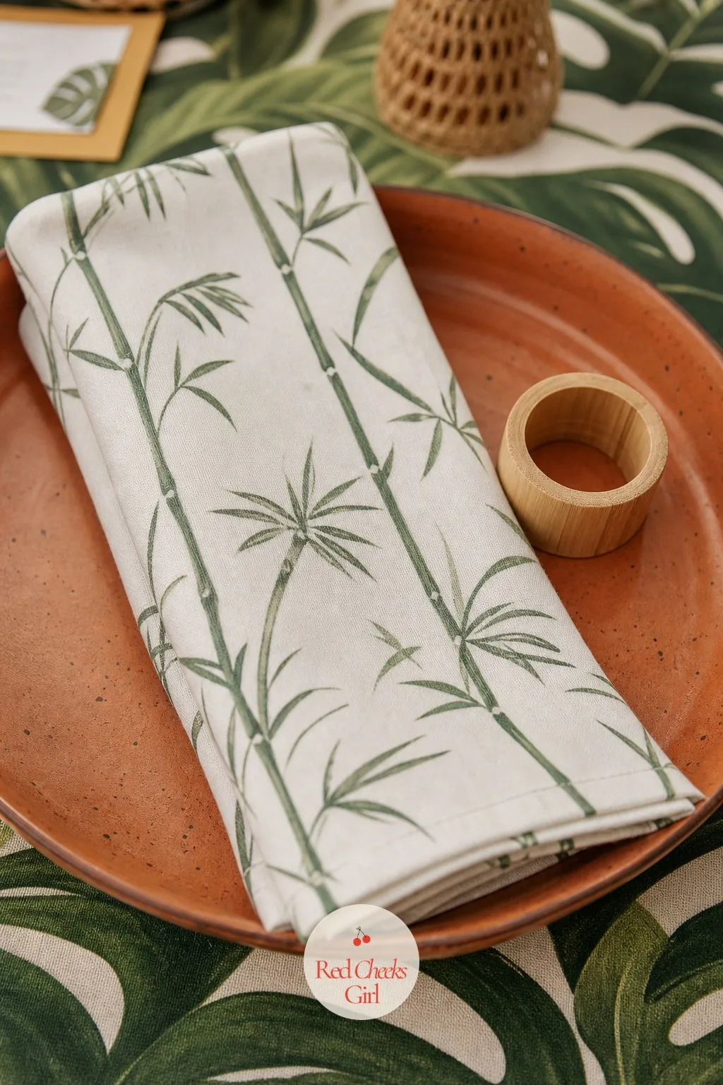Bamboo-Print Napkins — Plain white napkins do a job but say nothing. Jungle theme baby shower ideas