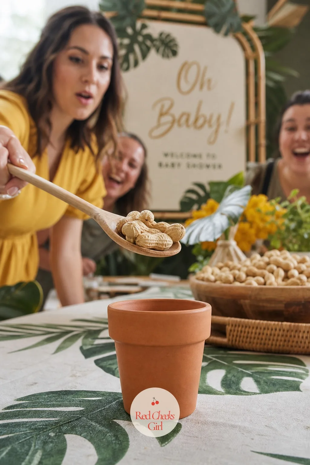 Peanut Scoop Relay — This one looks deceptively calm from across the room, right up until the first person tips her whole spoonful on the carpet. Jungle theme