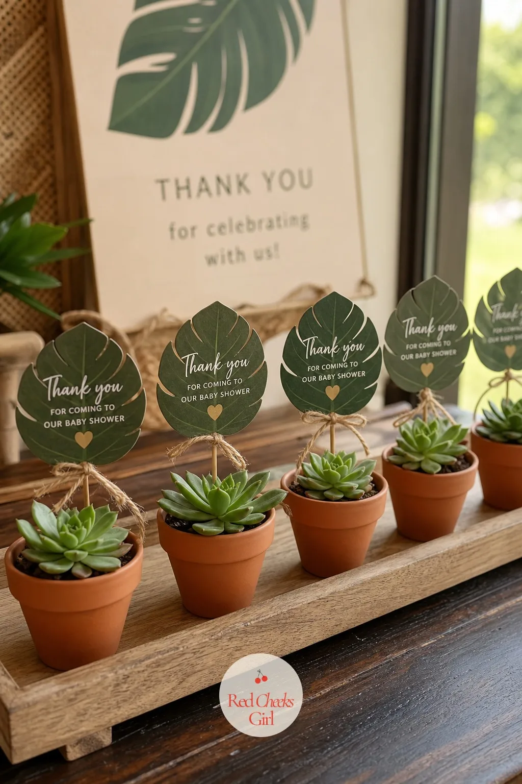 Terracotta Succulent Favours — A favour that dies in the car on the way home is not a favour, it is clutter with good intentions. Jungle theme baby shower ideas