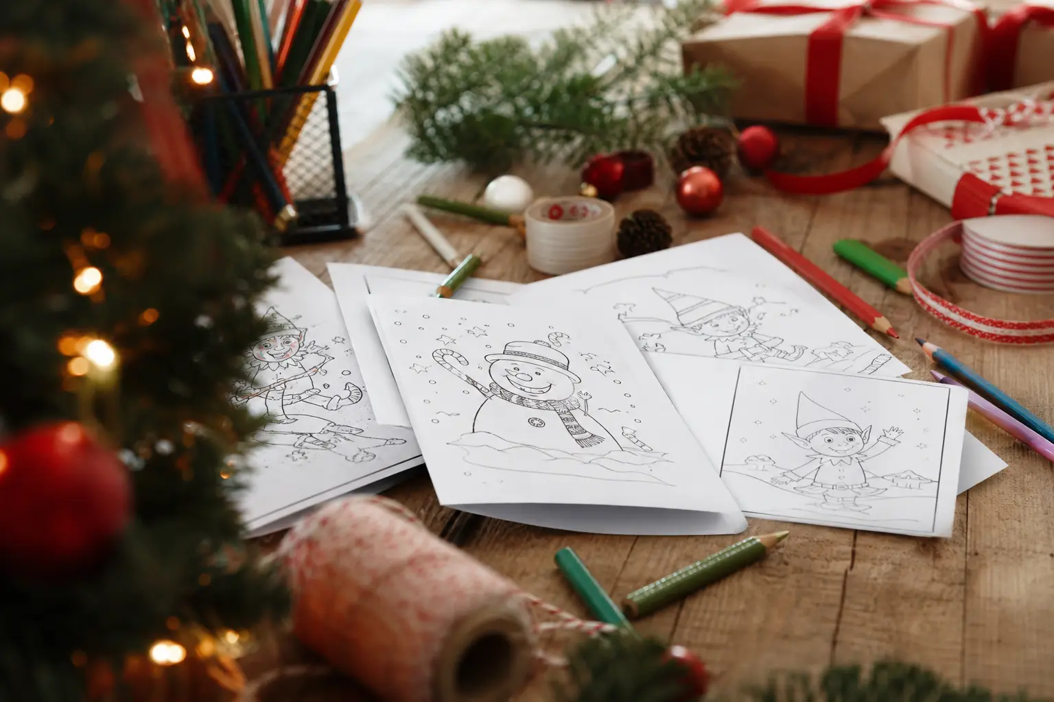 15 Kids Christmas Cards to Print With Cheeky Elves, Snowmen and Coloring-In Fun