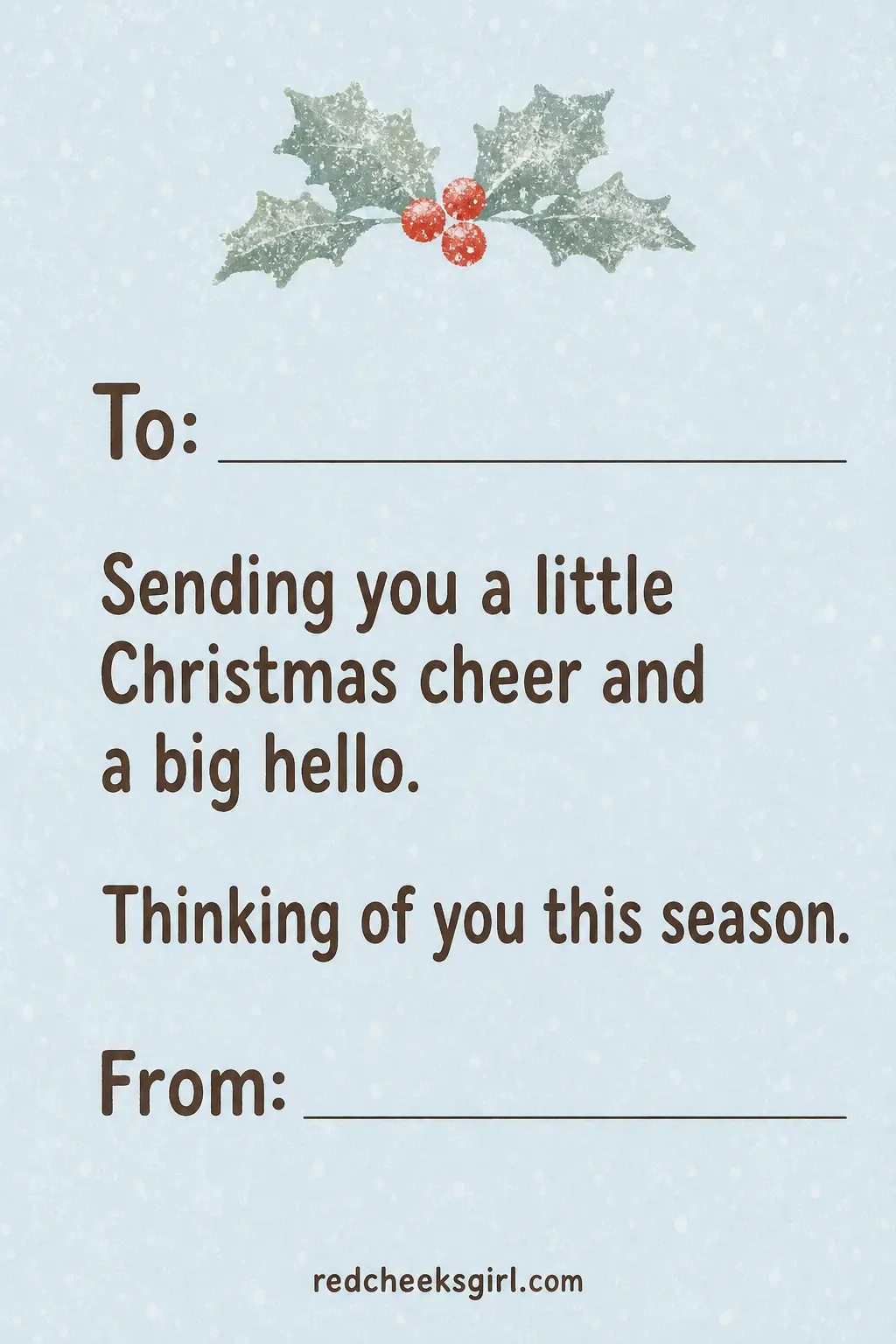 The Nursing Home Cheer Card printable sheet — Some of the best Christmas mail goes to someone the child barely knows yet, a neighbor at the care home down the