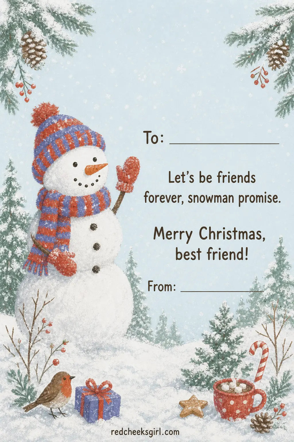The Snowman High Five printable sheet — Best friends do not want a card that sounds like it was meant for anyone. Kids christmas cards