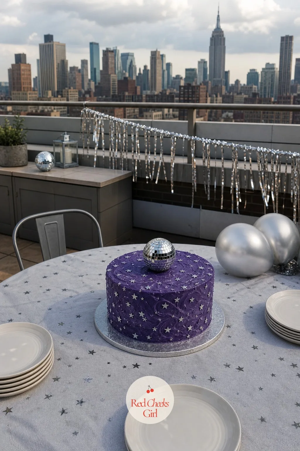 Cake Crowned With A Single Disco Ball — One small disco ball does more work than a dozen sprinkles. Kitsch cake