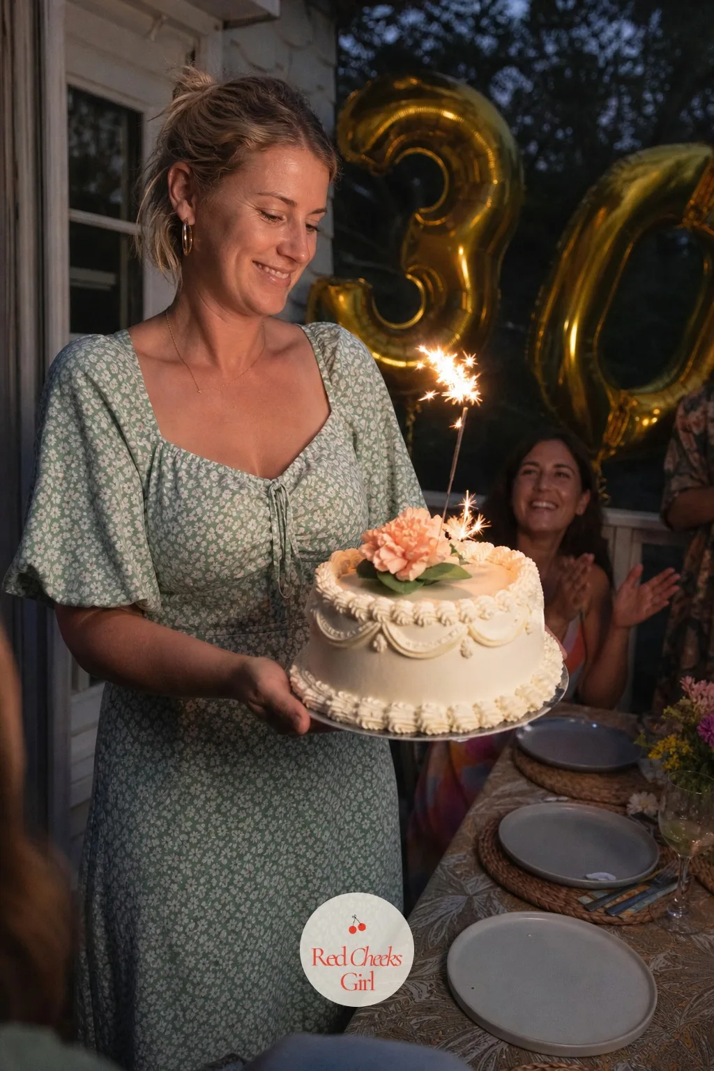 Cake Topped With A Fake Flower And A Sparkler — One oversized fake flower looks almost tasteful until a lit sparkler goes in right beside it. Kitsch cake