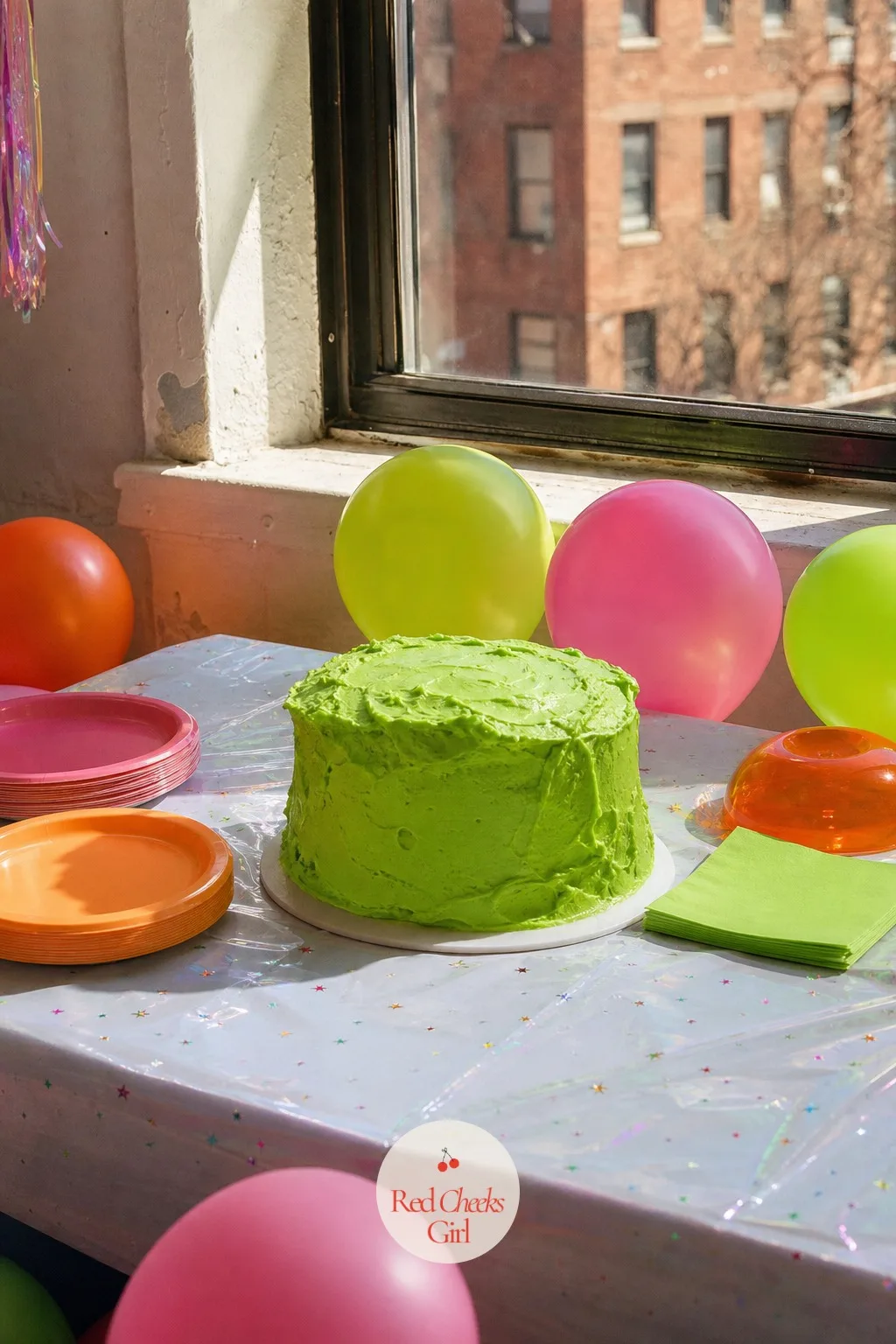Lopsided Cake In Neon Frosting — Everyone has thrown out a cake for leaning slightly, convinced it ruined the whole effort. Kitsch cake