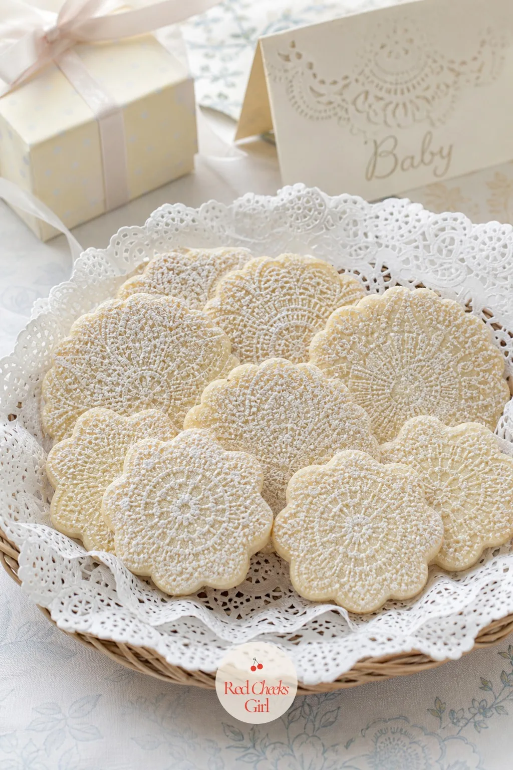 Lace Doily-Imprinted Shortbread Cookies — Piping takes patience some weeks simply do not have. Lace baby shower ideas
