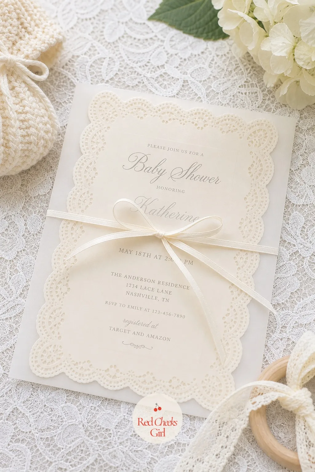 Scalloped Lace-Border Invitation Suite — The invitation is the first and only preview most guests get before the day itself, so a plain printed card undersells