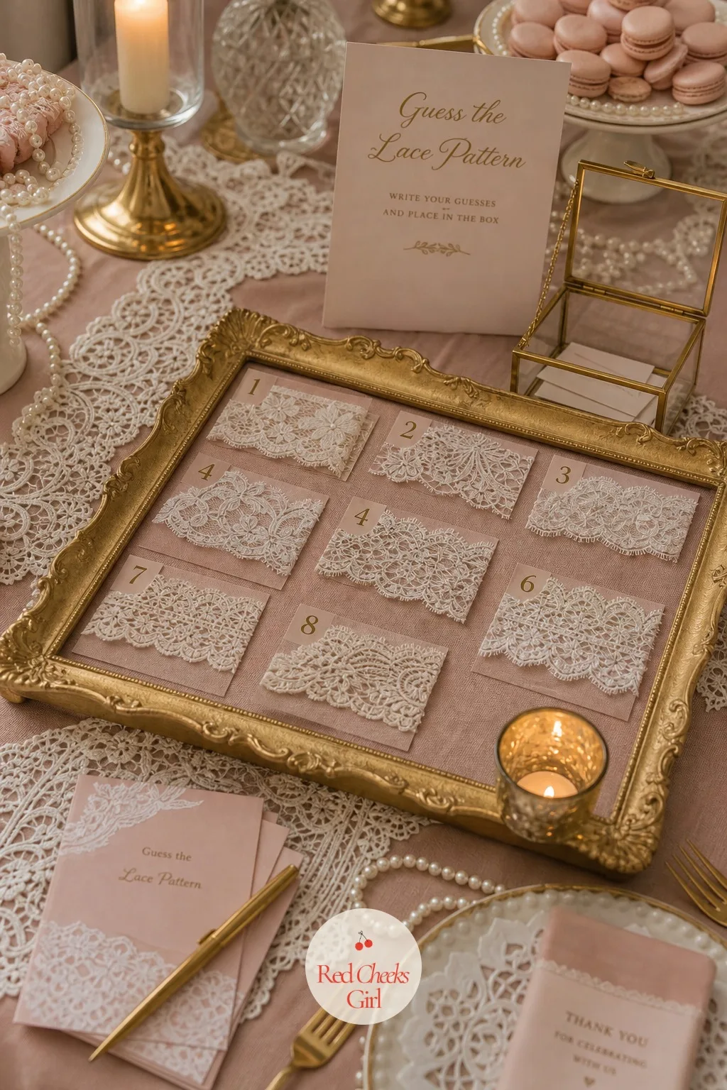 Guess the Lace Pattern — Guests have been looking at lace all afternoon without really looking at it. Lace bridal shower theme