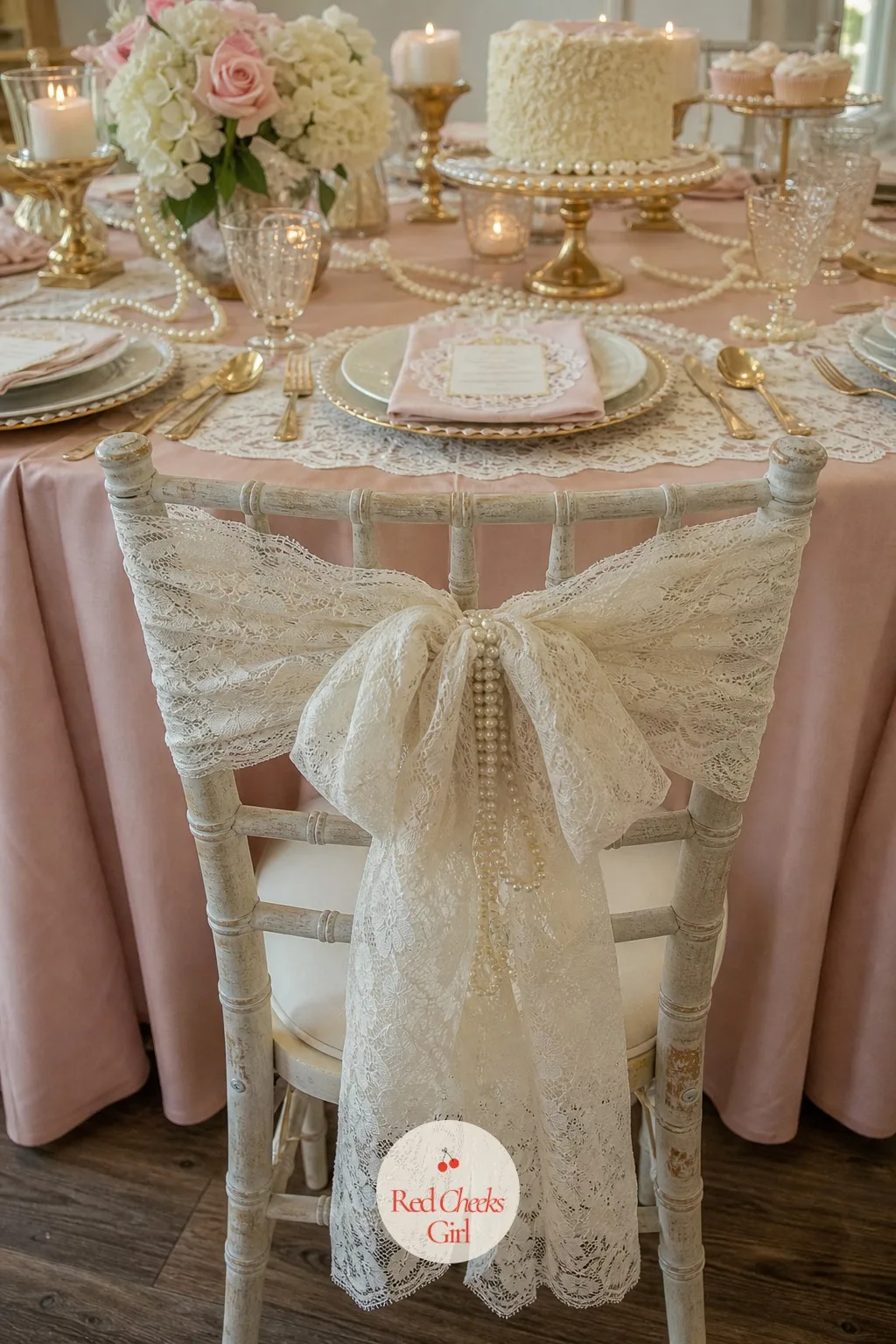 Lace Chair Sash for the Bride — A sign taped to a chair back is one way to mark the bride's seat, but it rarely looks like it belongs in the room. Lace bridal