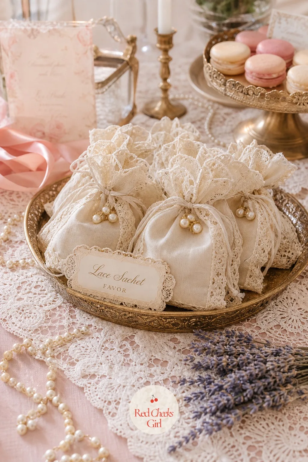 Lace Sachet Favor — A favor she actually uses beats one that sits on a shelf collecting dust. Lace bridal shower theme
