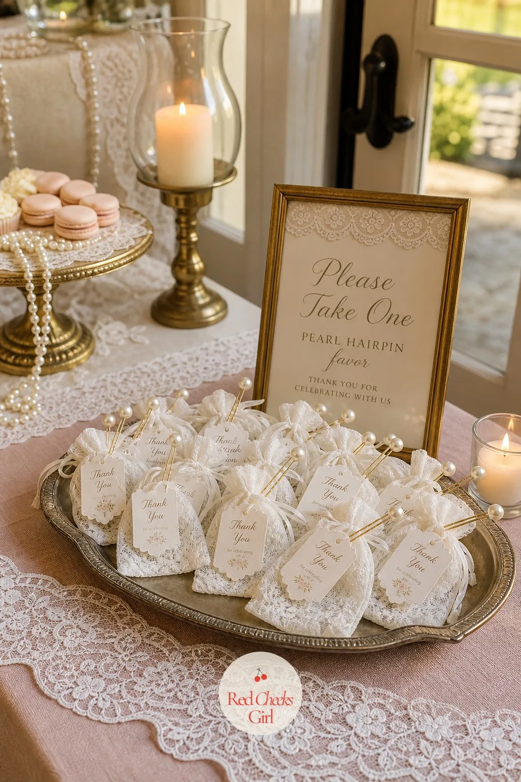 Pearl Hairpin Favor — The last small thing a guest takes home should work with whatever she is already wearing, not just sit in a junk drawer. Lace bridal