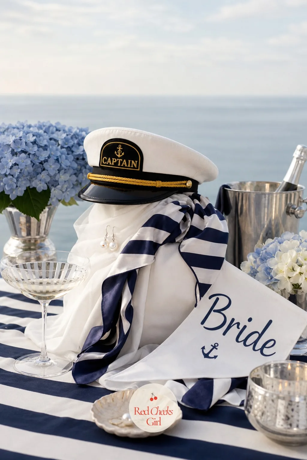 The Bride's Captain Look — She needs to be findable in every single photograph without wearing a plastic sash that fights the rest of the outfit. Last toast on