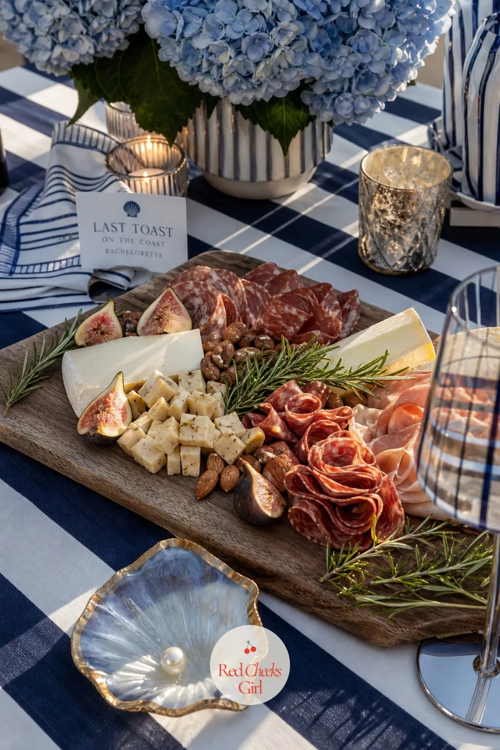The Charcuterie and Grazing Board — This is the board people graze at for hours, so it sits lower and wider than the seafood tower, within easy reach from the