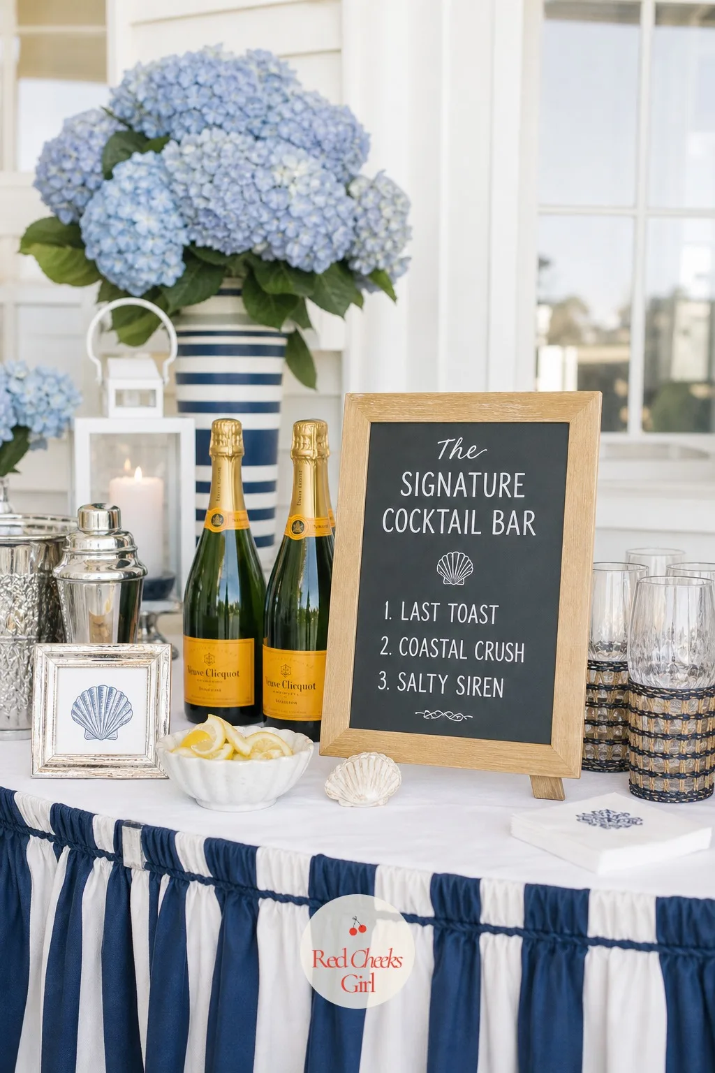 The Signature Cocktail Bar — A full bar with every spirit under the sun looks chaotic against this theme. Last toast on the coast bachelorette