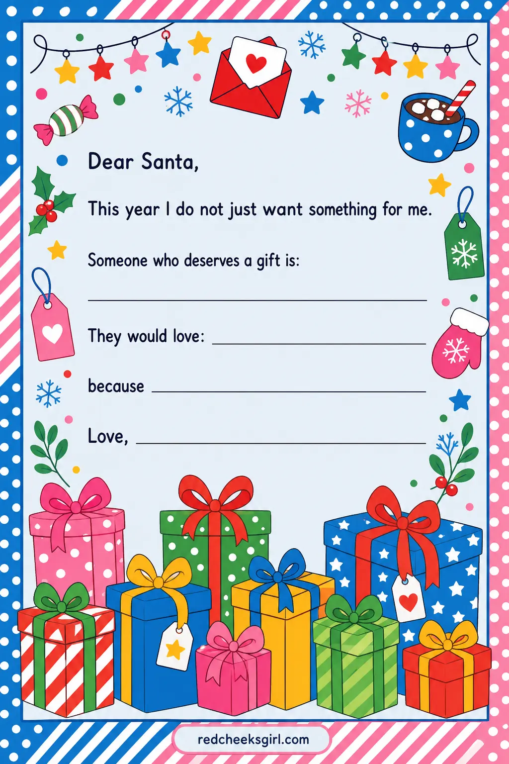 The Give Back Letter printable sheet — For the household that uses the run-up to Christmas to talk about generosity as much as gift lists. Letter to santa
