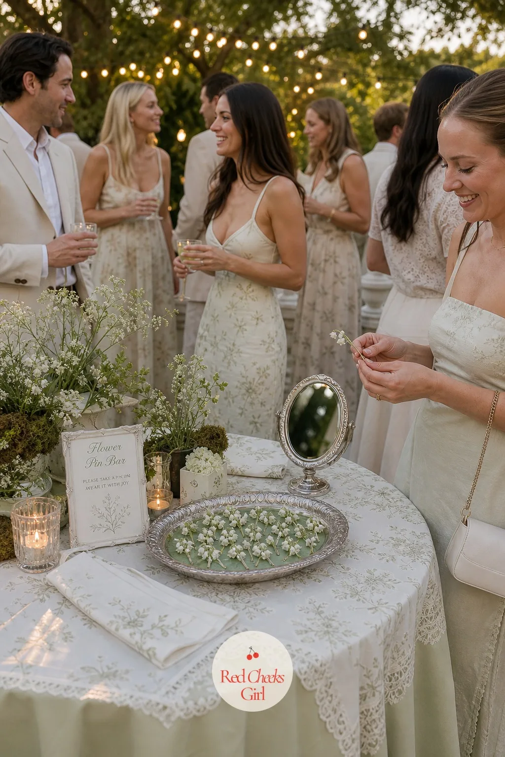 A Flower Pin Bar at Cocktail Hour — Guests need something to do with their hands before dinner is called, and a pinning station gives them exactly that without