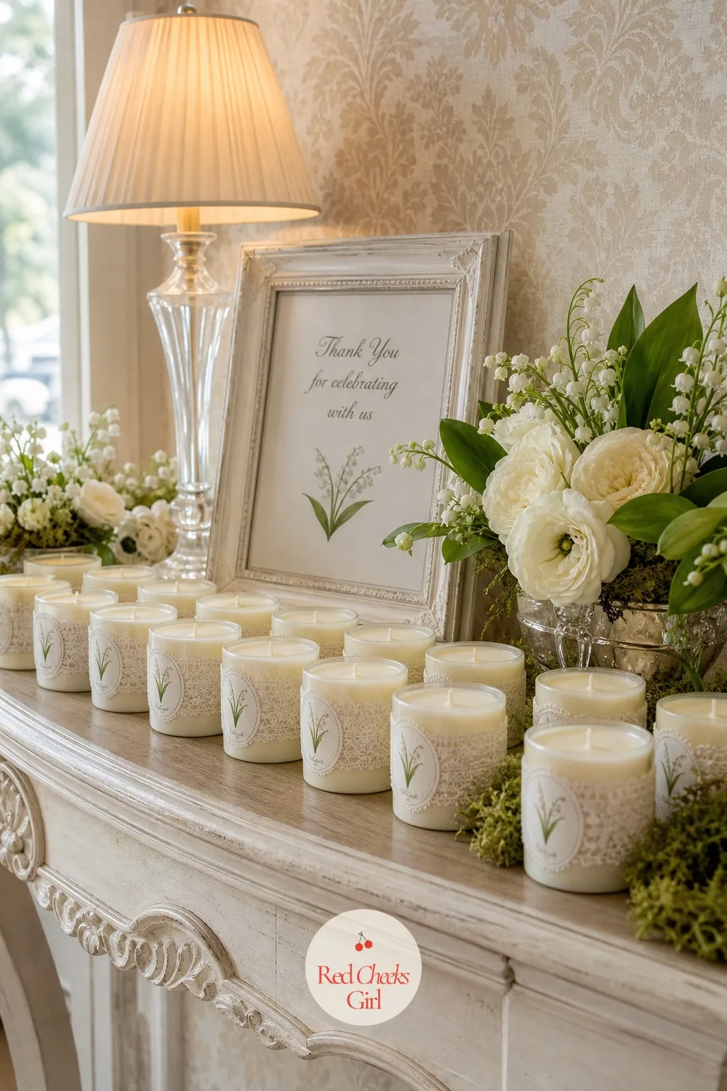 Scented Candle Favors — The last thing a guest picks up on the way out should carry some weight in the hand and some memory of the smell of the room. Lily of