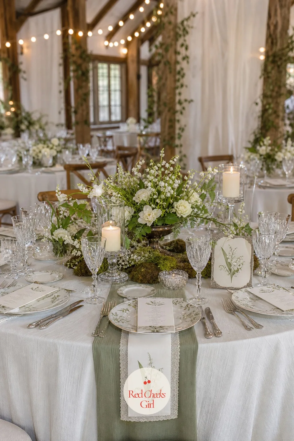 A White and Green Tablescape With Crystal — The cloth goes down before a single flower does, and it has to be pressed smooth, since nothing undoes an elegant