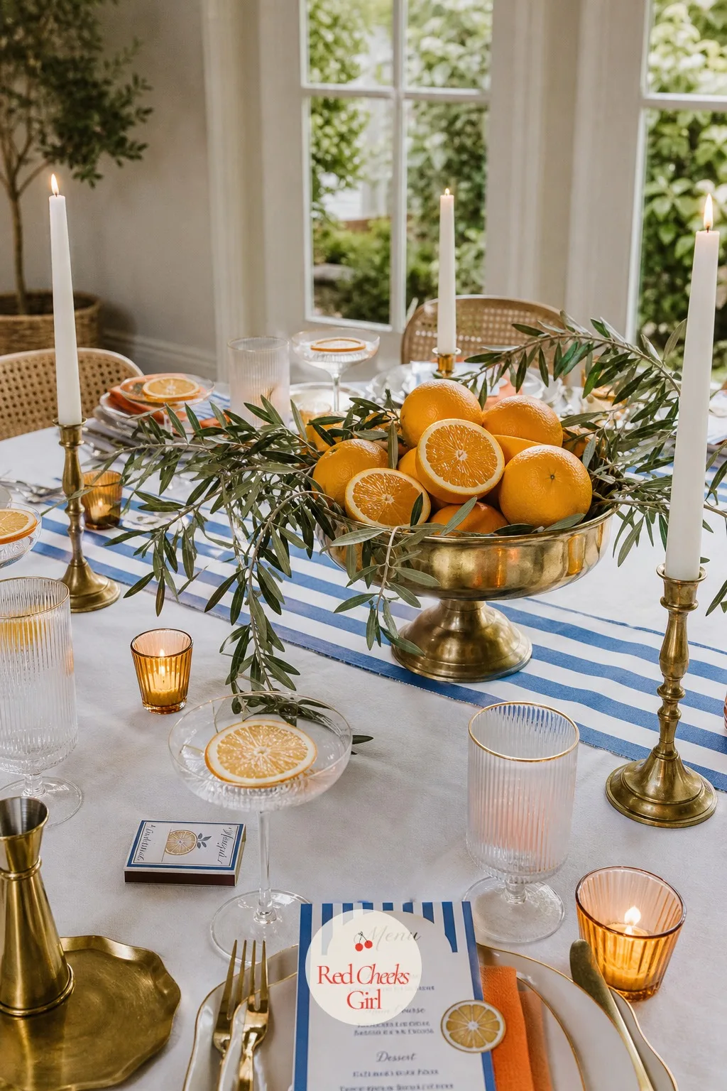 The Citrus Centerpieces — She might worry a centrepiece means hiring a florist, but this one comes together from a market bag: a low glass bowl or a cluster of