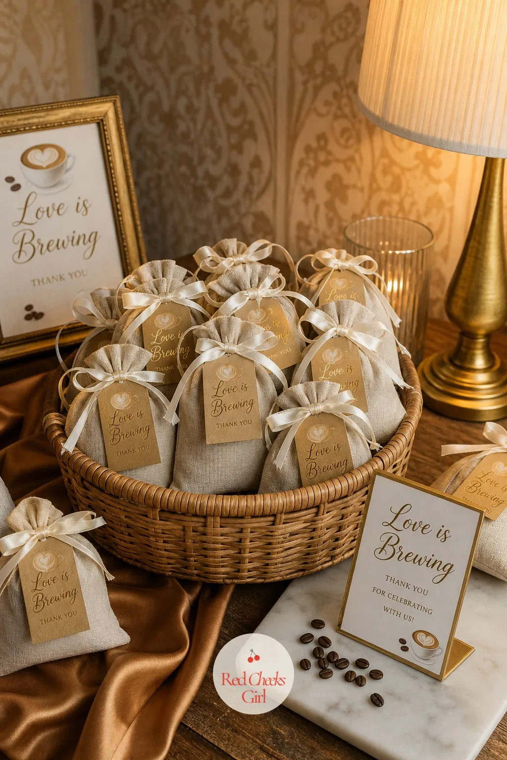 Coffee Bean Favors in Small Bags — This is the favor that actually gets used instead of left behind on the table, since everyone already drinks coffee at home
