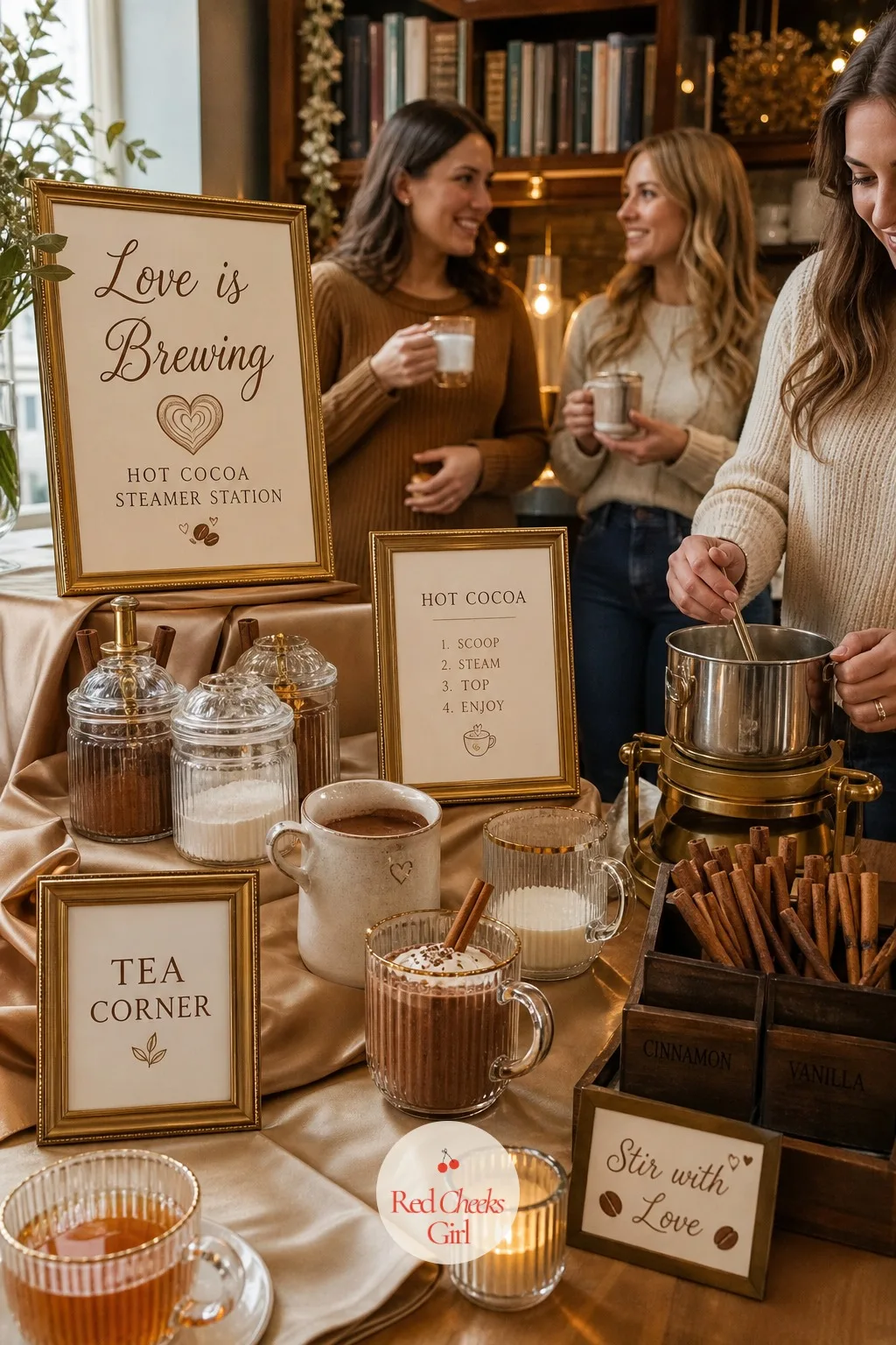 Hot Cocoa and Steamer Station — Not every guest wants caffeine, and this small station solves that without making anyone feel like an afterthought standing off