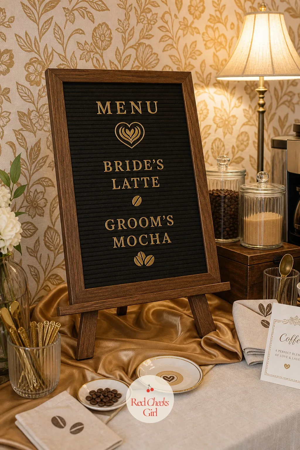 Menu Boards — Nobody wants to ask what is in the pitcher. Love is brewing bridal shower ideas