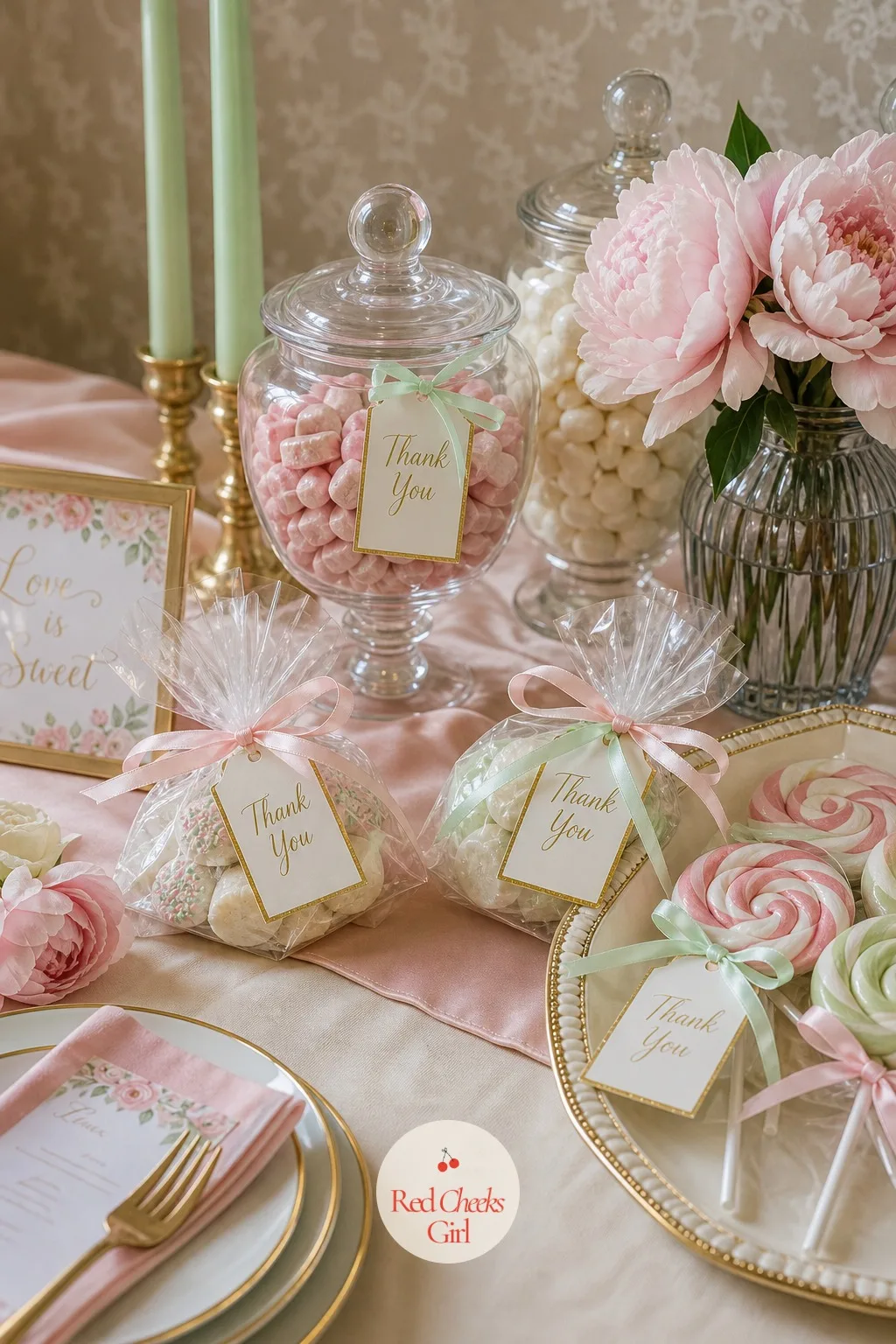 Favor Tags With a Thank You — A favor without a tag feels unfinished, and this one costs almost nothing to fix. Love is sweet bridal shower theme