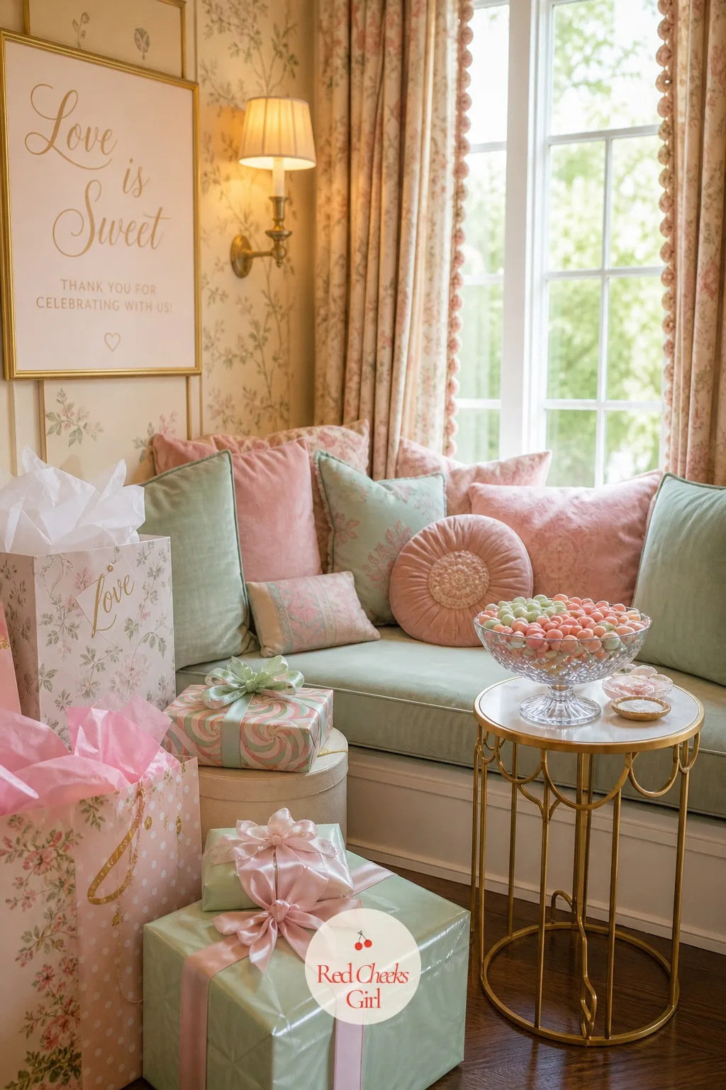 Lounge Nook for Gifts and Chatter — Somewhere in the room, someone needs a soft place to sit down with a plate of cookies and the gift pile needs somewhere to