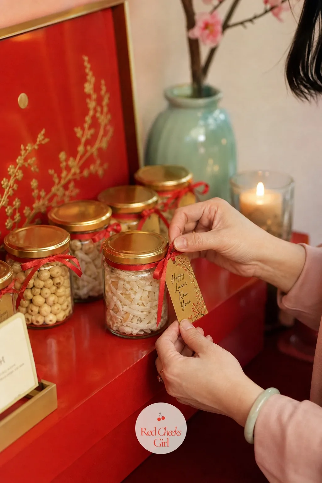 Jarred Mứt for Guests to Take — Mứt, the candied fruit and seeds that fill a Vietnamese Tet household, are usually piled loose in a tray for grazing. Lunar new